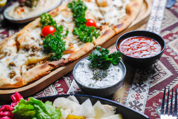 Turkish Kebab Assortment (Set) with green and grilled meats and vegetables