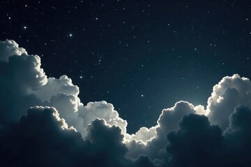 Obraz premium Dark grey sky with scattered clouds isolated on a black background, cosmos, space