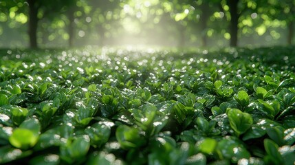 Lush Green Plants Forest Sunlight Path