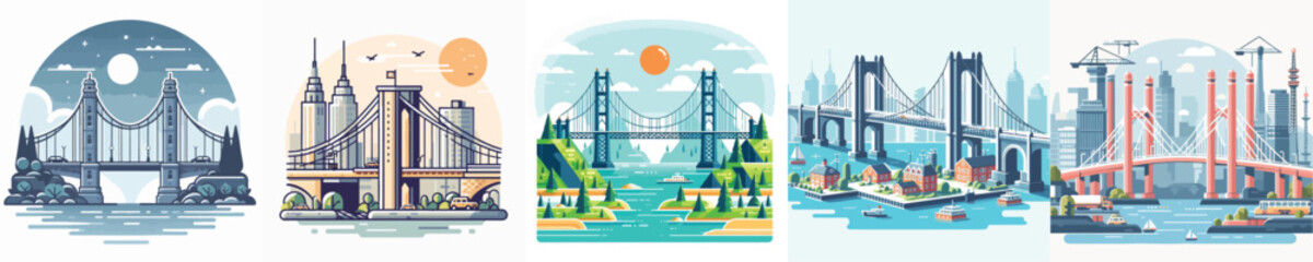 Obraz premium Bridge building vector