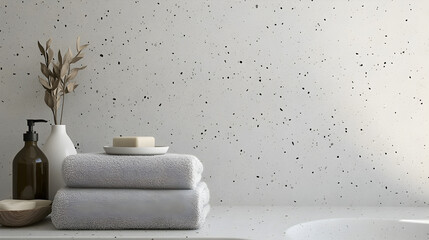 granite surface with fine speckles, creating a clean and modern wellness backdrop 