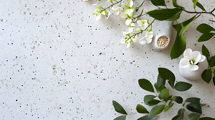 granite surface with fine speckles, creating a clean and modern wellness backdrop 