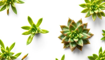 Naklejka premium Single succulent plant, vibrant green leaves, isolated on pure white, flora, royalty free