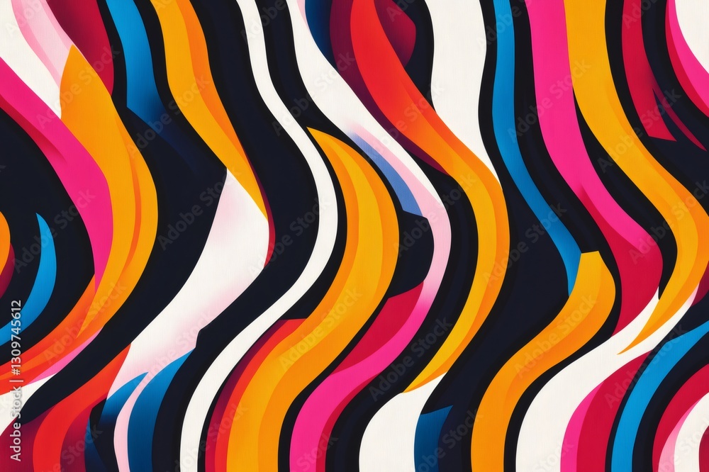 Poster vibrant neon stripes create a dynamic motion effect with bold colors and fluid curves, offering an e
