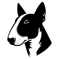 Bull Terrier's head is a black and white logo. EPS vector graphics.