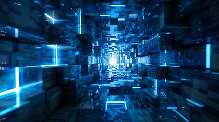Abstract Digital Tunnel: A Journey Through Cyberspace