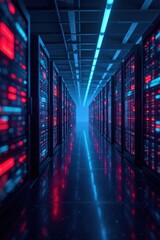 Fototapeta premium Interconnected data centers forming a global metaverse infrastructure , global, network, platform