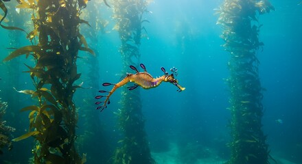 Fototapeta premium A group of scuba divers exploring an underwater cave.