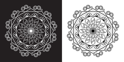 Mandala design vector illustration on black and white background