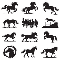A silhouette of a rider on a horse execute the walk. Horse Silhouettes (Vector Drawing) A silhouette of a rider on a horse execute the piaffe.
