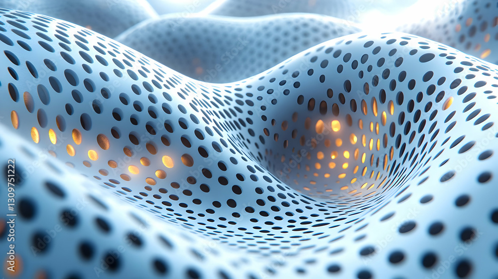 Poster abstract geometric wave pattern with dots and light