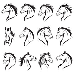 Horse head silhouette icon in black color. Vector template. Beautiful animal horse head silhouette black color vector artwork illustration
