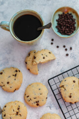Homemade delicious chocolate chip cookies.
