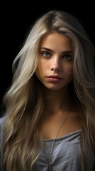 Fototapeta premium Woman with Long Blonde Hair and Silver Necklace