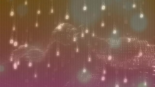 Creating animation, digital wave patterns and binary code form technology background
