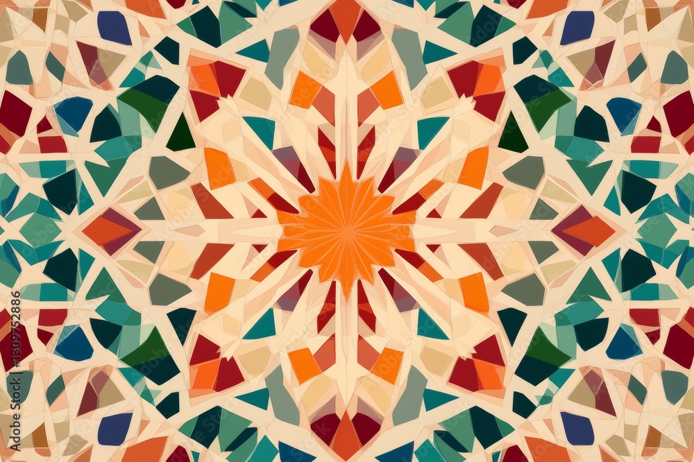 Aufkleber colorful geometric pattern forming a kaleidoscopic design with dynamic colors and shapes, ideal for 