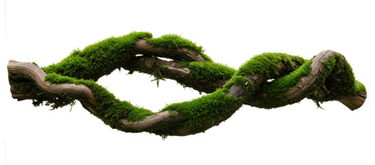 Twisted wild root plant, nature frame jungle border, isolated on white background, clipping path, cut-out, 