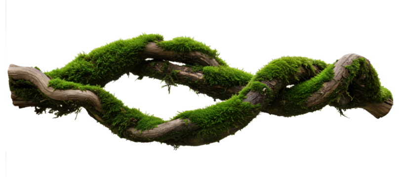 Twisted wild root plant, nature frame jungle border, isolated on white background, clipping path, cut-out, 