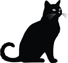 Black Silhouette Cat Vector 