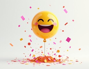 Happy Emoji Balloon with Confetti