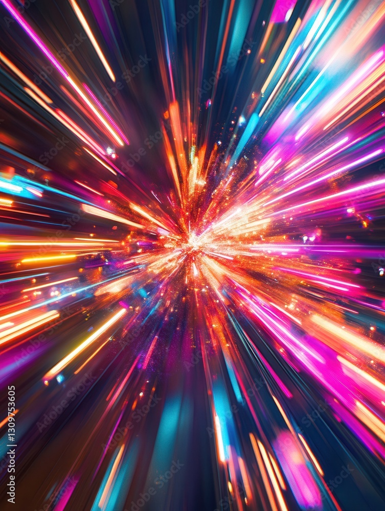 Aufkleber bright neon explosion with dynamic movement and vivid colors creating a sense of surprise and excite