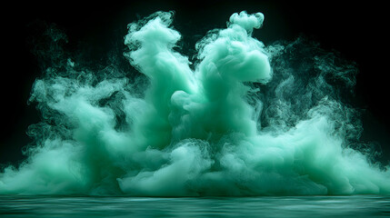 Abstract teal smoke explosion on dark background