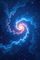 Abstract blue nebula swirls, cosmic dust and stars , outer space, constellation, blue