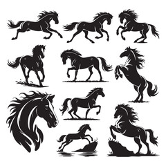 Horse Racing Ico Horse Icon Setsilhouette horse running, collection
