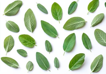 Naklejka premium Varied Green Sage Leaves
