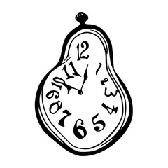 melting clock line art vector