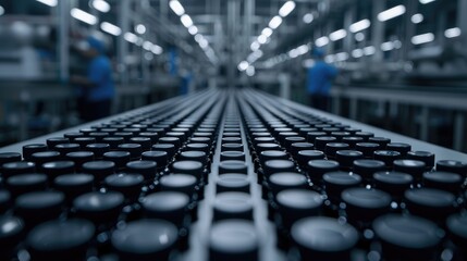 Obraz premium Industrial Factory Line Shows Rows of Production and Assembly