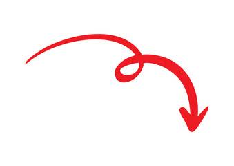 手書きのくるくる矢印 ベクター 赤