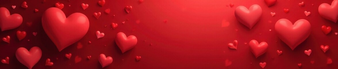 Whimsical swirling red hearts, Valentine's Day scene, explosion, card