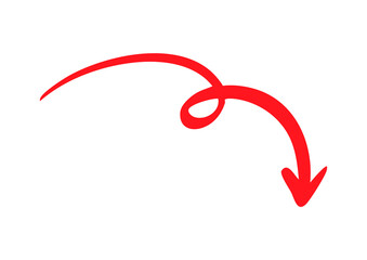 手書きのくるくる矢印 ベクター 赤
