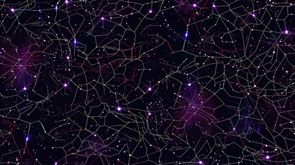 Futuristic Cosmic Network with Glowing Pink Connections in a Starry Universe