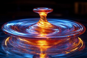 Abstract Vortex of Light: A Mesmerizing Swirl of Orange and Blue Energy Reflecting in Motion, Creating a Dynamic and Enthralling Visual Spectacle
