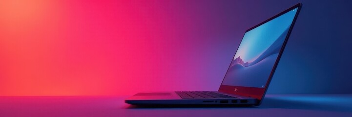 Sleek laptop silhouette, clean lines, modern design, element, isolated