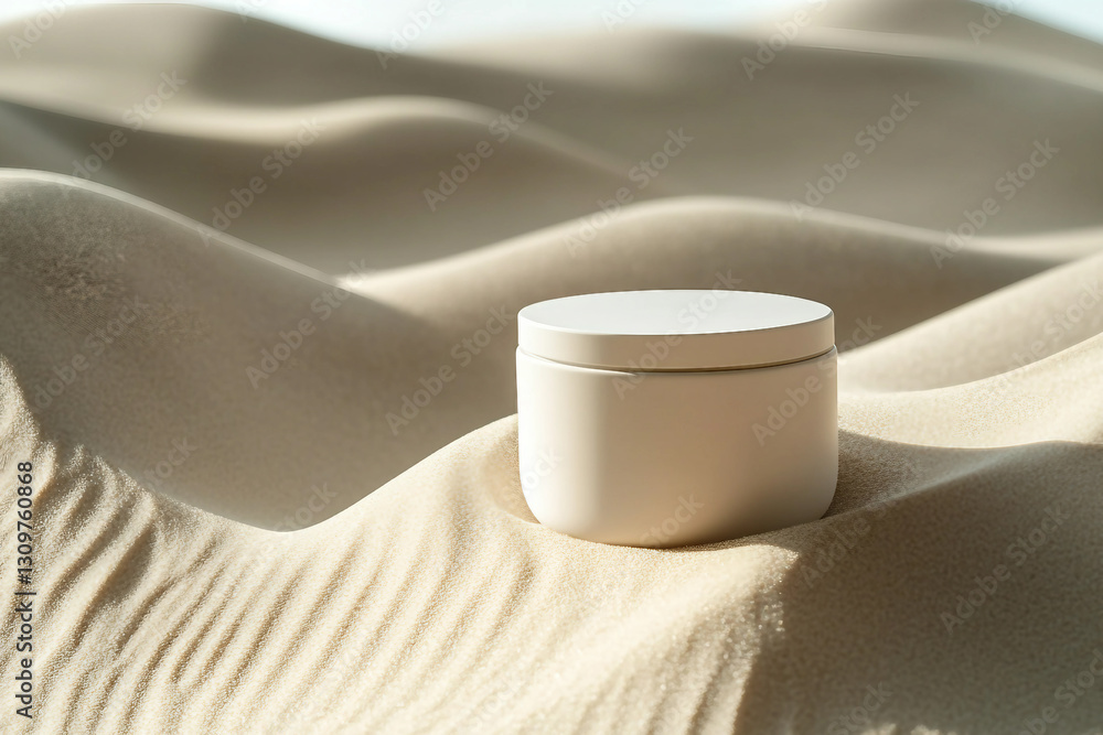 Poster minimalist picture of product on round podiums generative ai