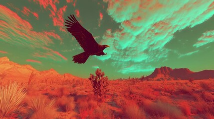 Desert Eagle Soaring, Vivid Skies