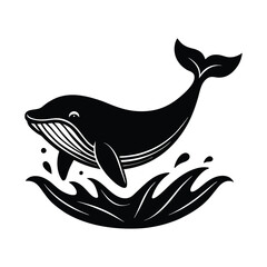 silhouette of a whale breaching out of the water