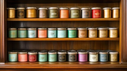 Wooden Display Shelves Filled with Candles