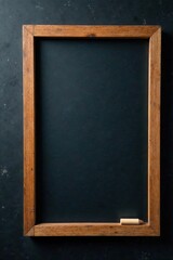 Fototapeta premium Aged black wood chalkboard tabletop on grey Grunge texture Black Friday, back to school , wide, promotion