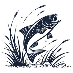 silhouette fish image on white background