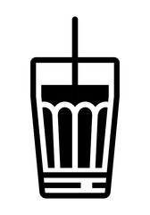 Obraz premium icon of a traditional glass with a straw filled with a beverage and foam on top.
