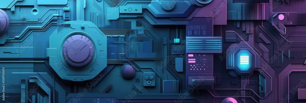 Aufkleber futuristic paper art background featuring layered cut outs and a digital grid for cyber politics and