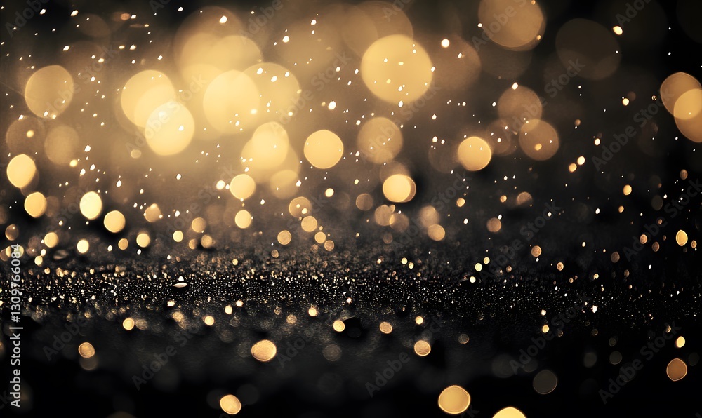 Poster elegant golden bokeh lights sparkling on dark background creating a magical ambiance
