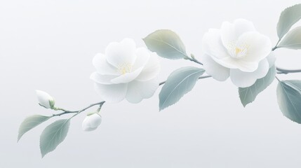 Obraz premium Watercolor camellia illustration