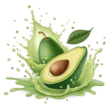 recommend clip art: Fresh avocado fruit juice splash realistic isolated vector