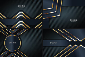 Dark gold geometric background design collage