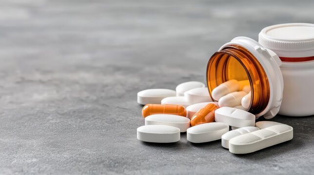 Various colorful tablets and capsules are displayed in packaging on a white surface, highlighting their vibrant colors and forms.
